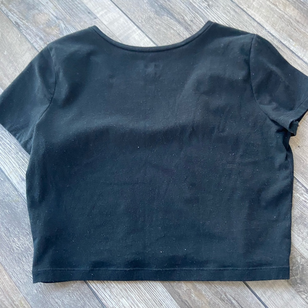 Women’s Wild Fable Black Short Sleeve Crop Top - Picture 3 of 3